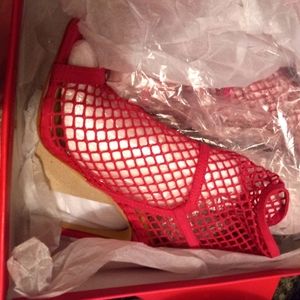 Hot pink mesh heels size 6